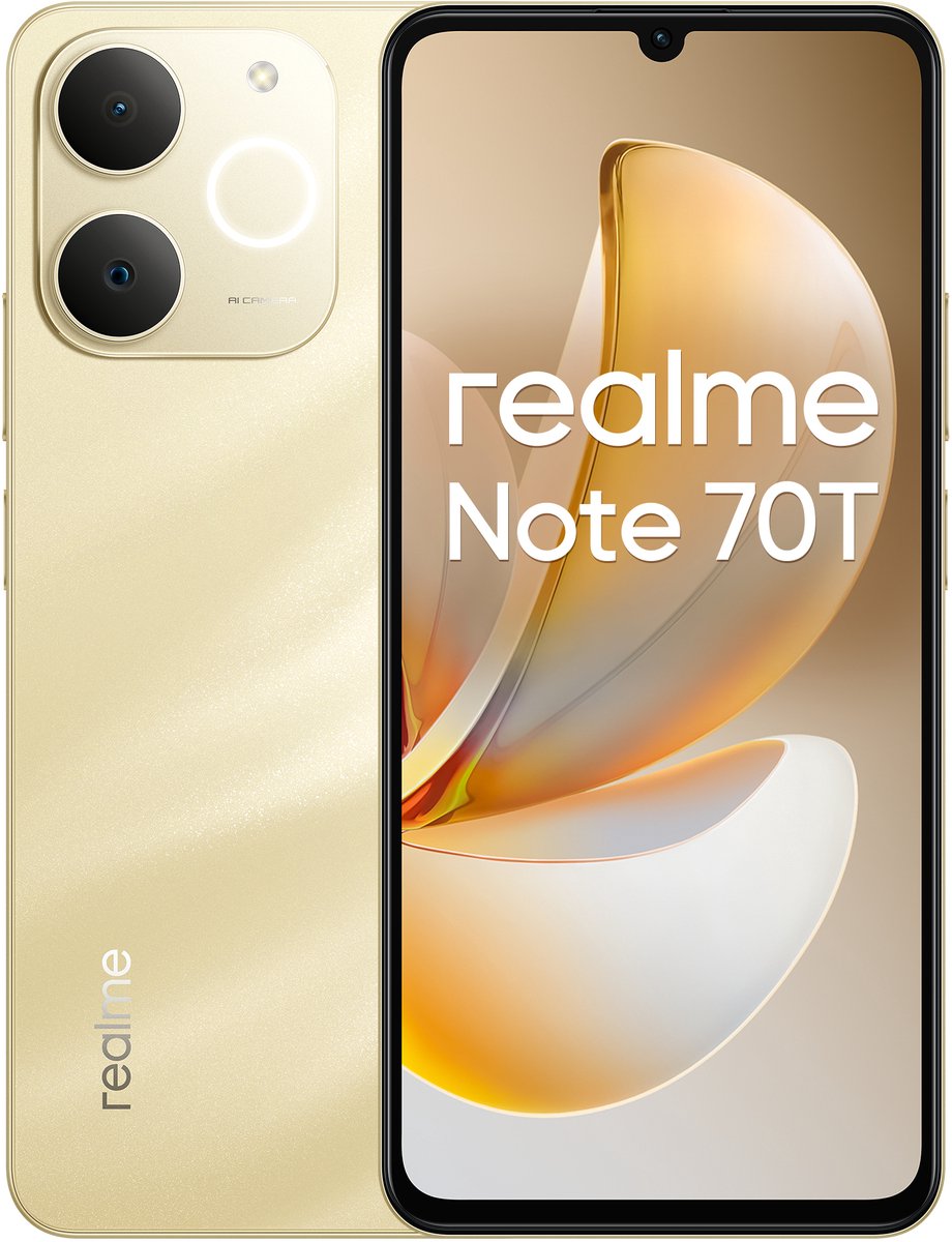 Realme Note 70T 17,1 cm (6.74") Dual SIM Android 15 4G USB Type-C 4 GB 256 GB 6000 mAh Goud