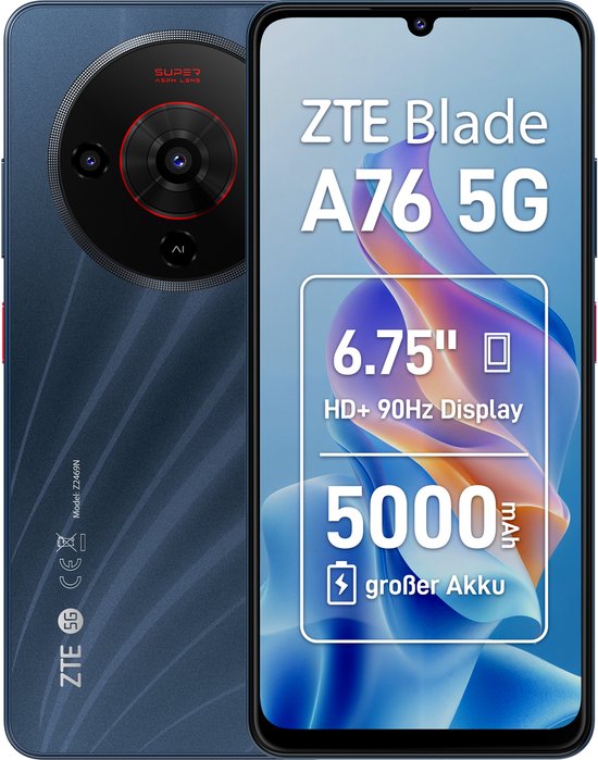 ZTE Blade A76 5G 17,1 cm (6.75") Dual SIM USB Type-C 6 GB 128 GB 5000 mAh Zwart