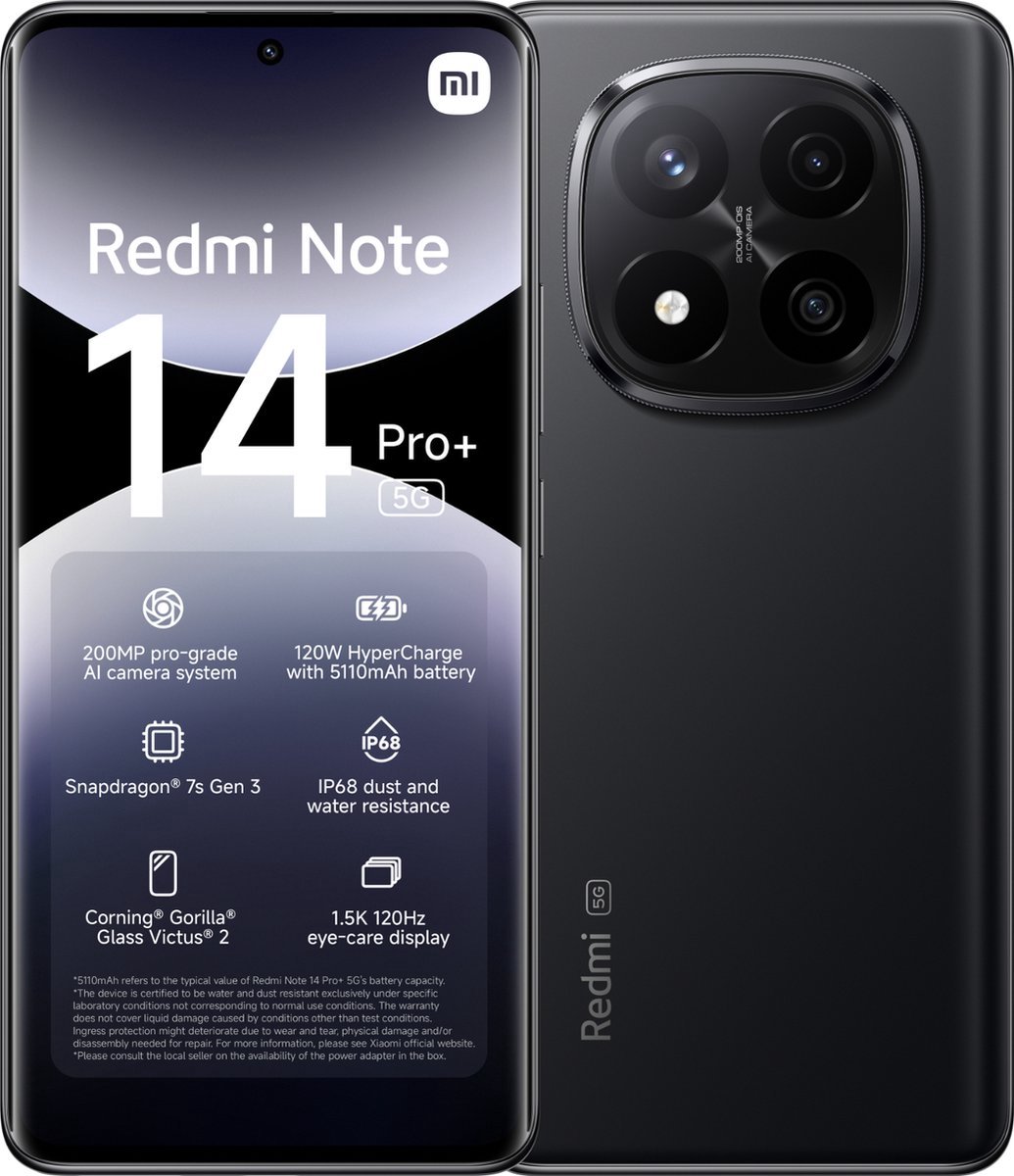 Xiaomi Redmi Note 14 Pro+ 5G - 512GB - Zwart