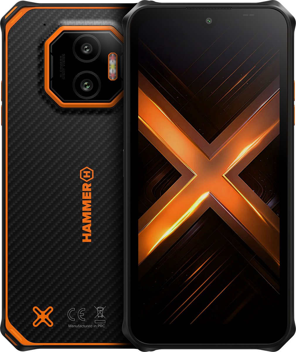 Hammer Energy X2 - 5G-smartphone - 8GB/256GB Zwart en Oranje - bouwtelefoon