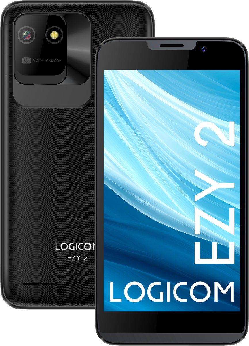 Logicom - Ezy 2 - Smartphone - 4G - 2GB QuadCore - 16GB - Android 14 GO - 5 Inch - Zwart - dual sim