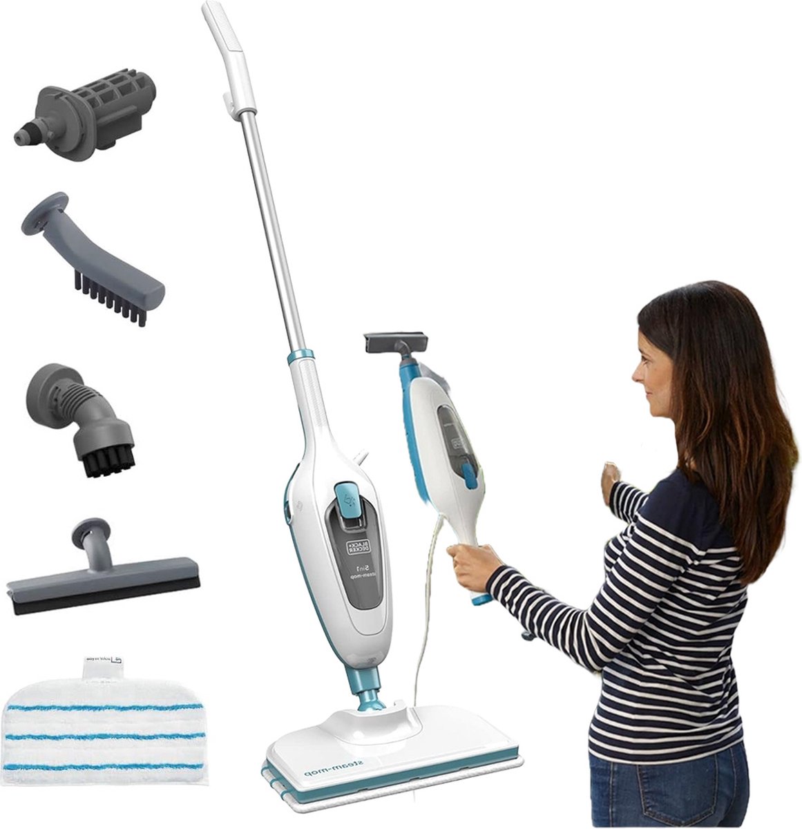 Stoomreiniger - Tapijtreiniger - Reinigingsmachine - Vlekkenreiniger - Wit met Blauw