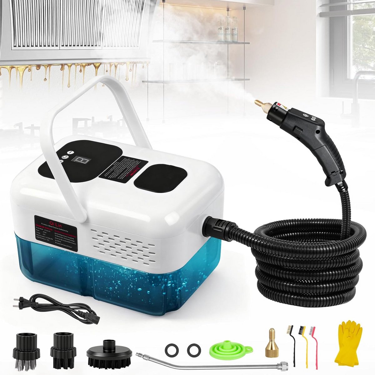 Krachtige 2500W Hand Stoomreiniger - Draagbaar & Instelbaar voor Huis, Auto en Tegels