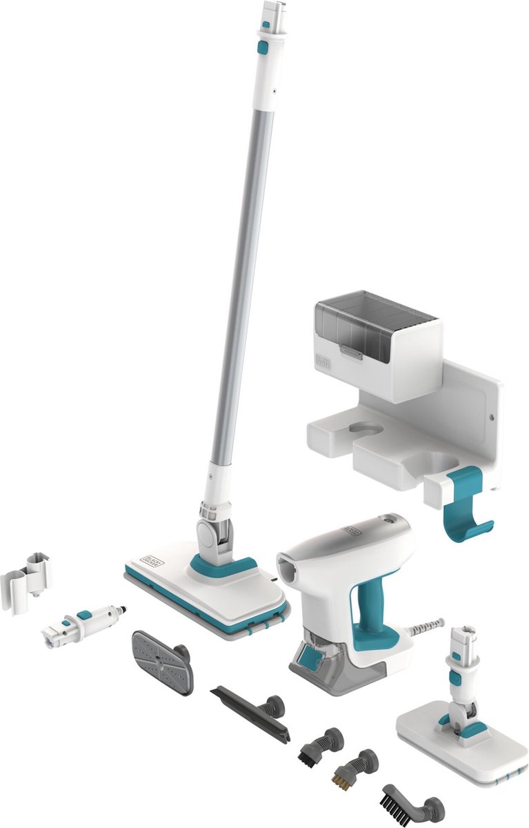 BLACK+DECKER 1500W Steam-mop met 10 accessoires, extensiekit en opbergoplossing - BHSM15FX10-QS