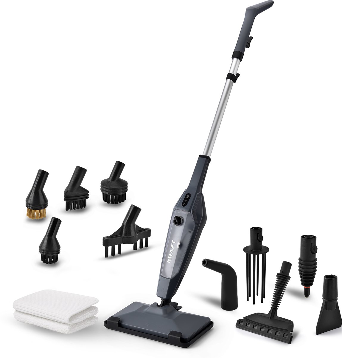 KRAFT Stoomreiniger - Vlekkenreiniger - Handstoomreiniger - 10 Opzetstukken en 2 Stoomdoeken