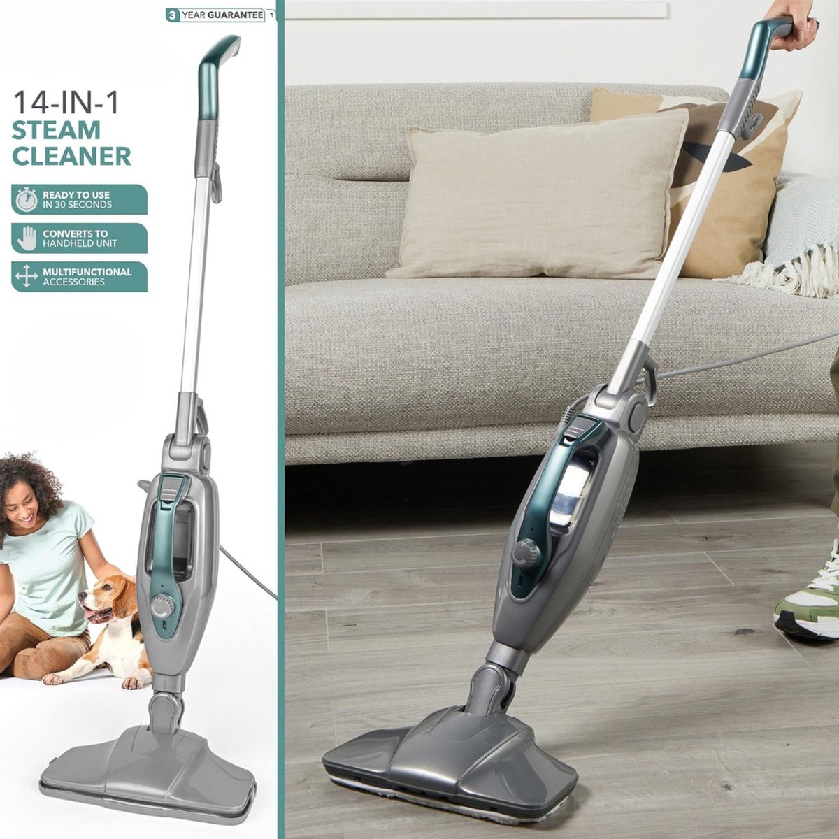 Stoomreiniger - Vloerstoomreiniger - Microvezel Vloerdoek - Multifunctioneel - Easyfix - 14-in-1