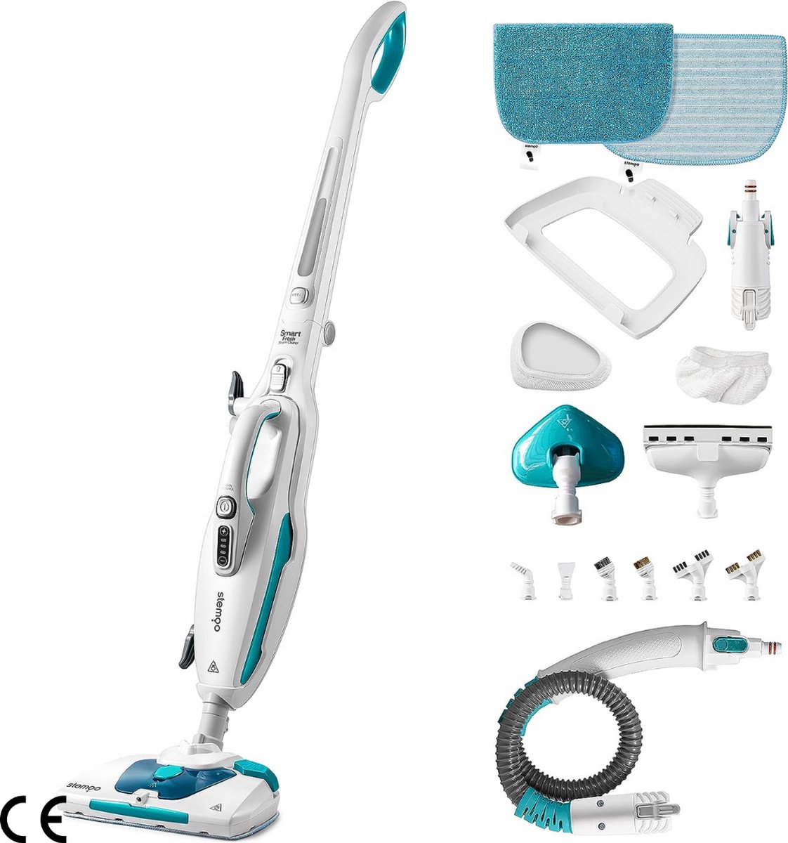 Vaporetto Stoomzwabber 19 in 1 - Multifunctionele Rechtopstaande en Handstoomreiniger - 1200W - Wit