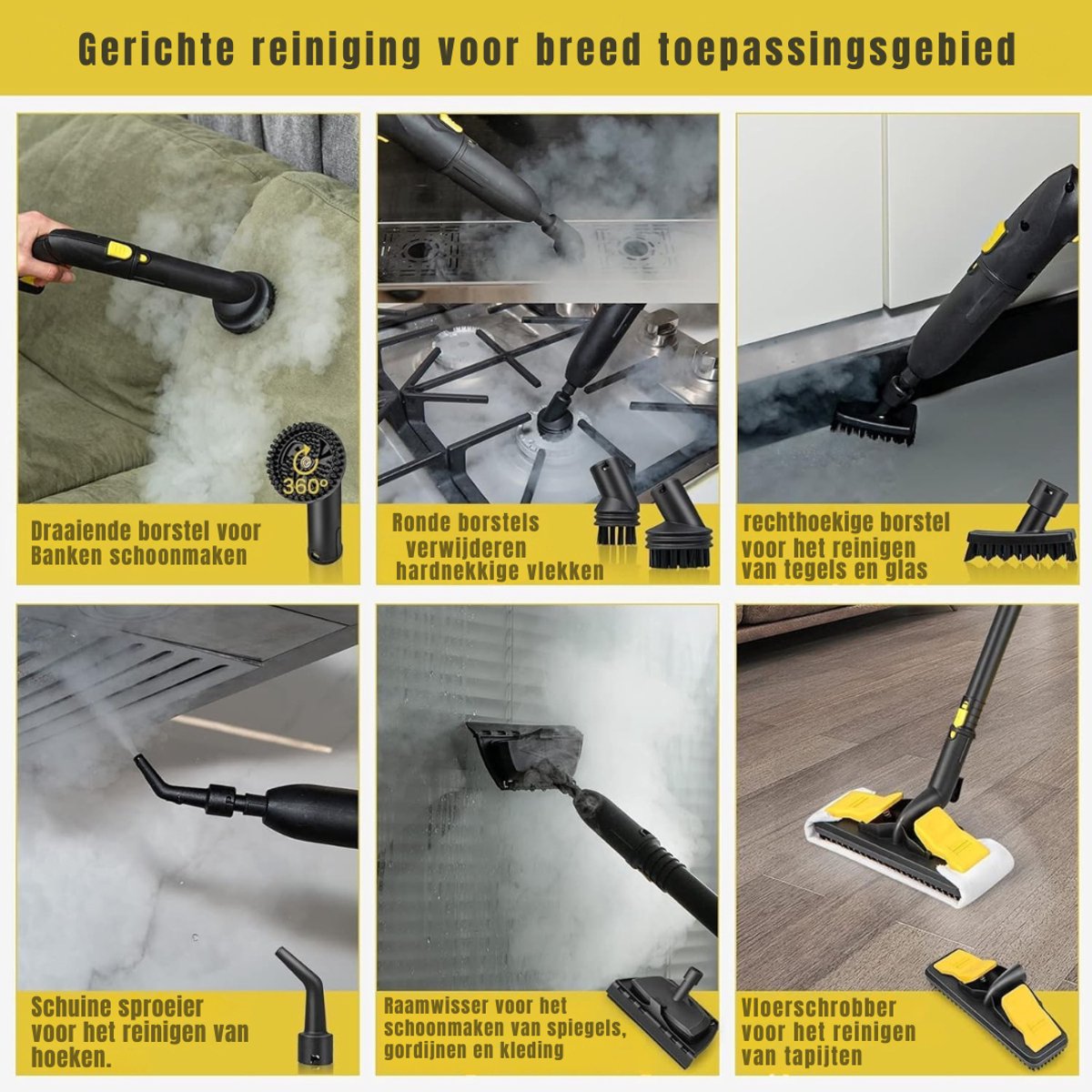 Aurixi® Stoomreiniger vloer - Stoomreiniger - Stoomreinigers -Geel - ‎48cm x 36cm x 33cm