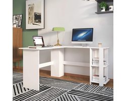 L-vormig Hoekbureau 136 x 130 cm - Grote Computertafel met Opbergruimte