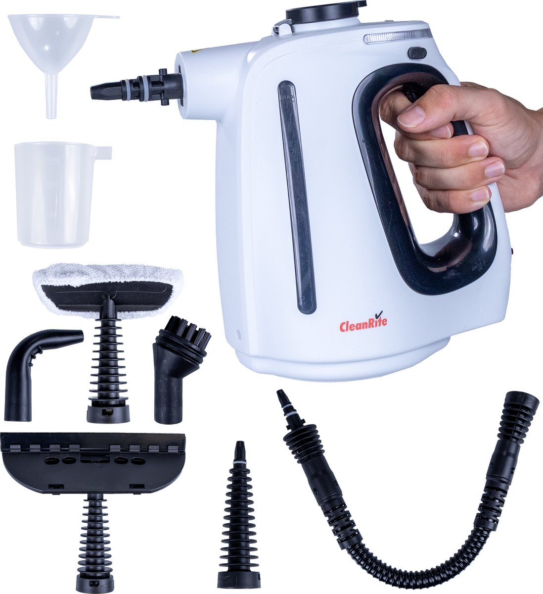 Cleanrite Stoomreiniger Vloer - Kledingstomer - Handstomer Kleding - Bank Reiniger - Set - Zwart