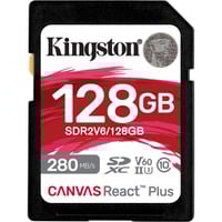 Kingston 128GB Canvas React Plus SDXC UHS-II 280R/100W U3 V60 for Full HD/4K, Tarjeta de memoria