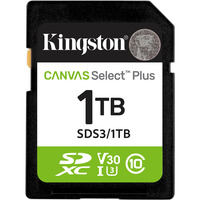 Kingston 1 TB SDXC Canvas Select Plus Gen3 150 MB/s C10 UHS-I U3 V30, Tarjeta de memoria