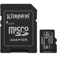 Kingston 512GB microSDXC Canvas Select Plus Gen3 150MB/s A1 (Incluye adaptador de SD),Tarjeta de memoria