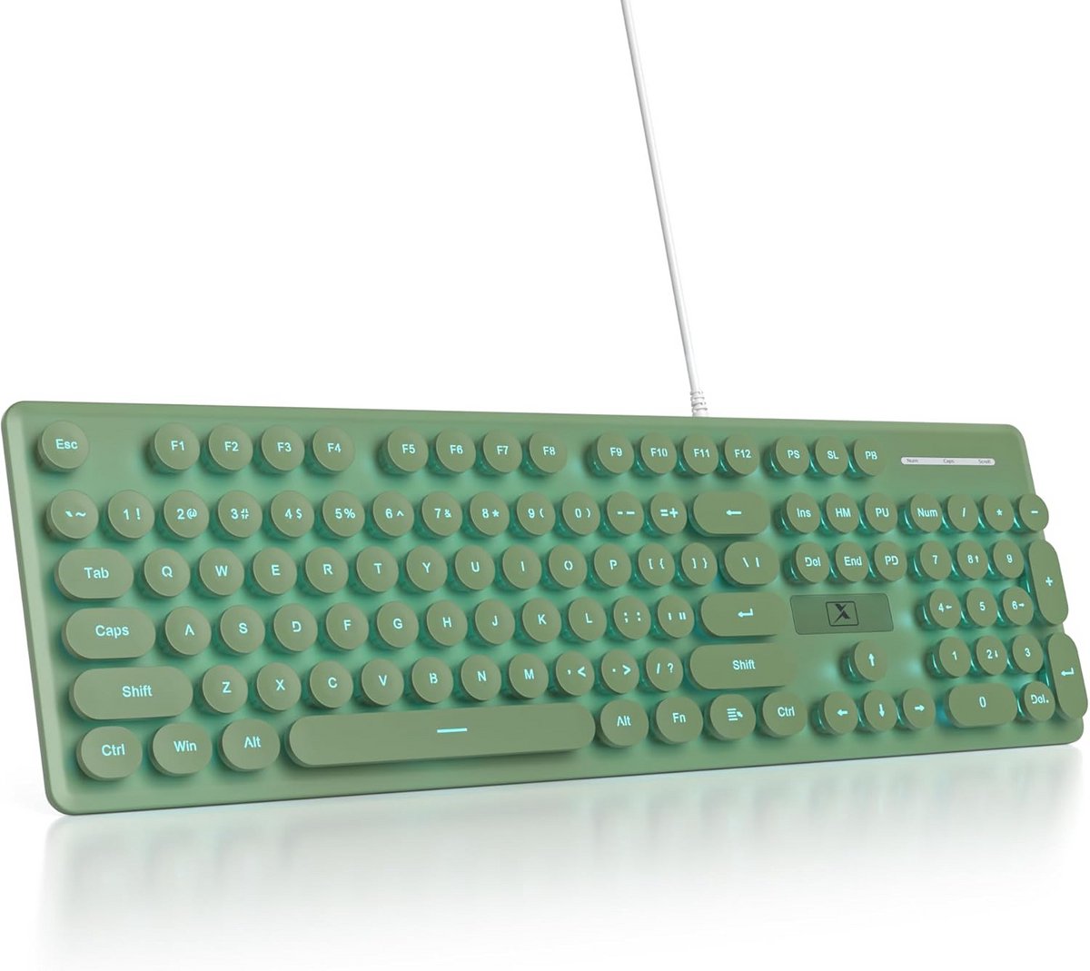 Retro Toetsenbord met Ronde Toetsen - Bedraad QWERTY met LED Verlichting voor PC en Laptop