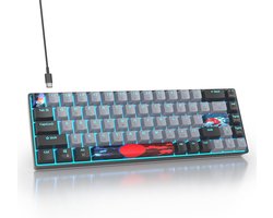 Compact Mechanisch Toetsenbord met Achtergrondverlichting – 68 Toetsen QWERTY Gamer Toetsenbord