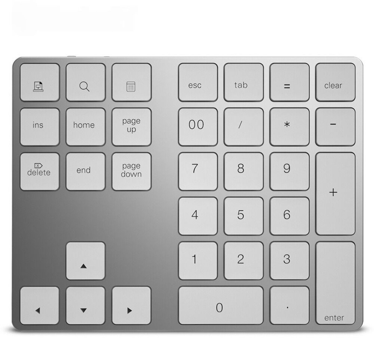 34-toetsen oplaadbaar Bluetooth slank numeriek toetsenbord (wit)