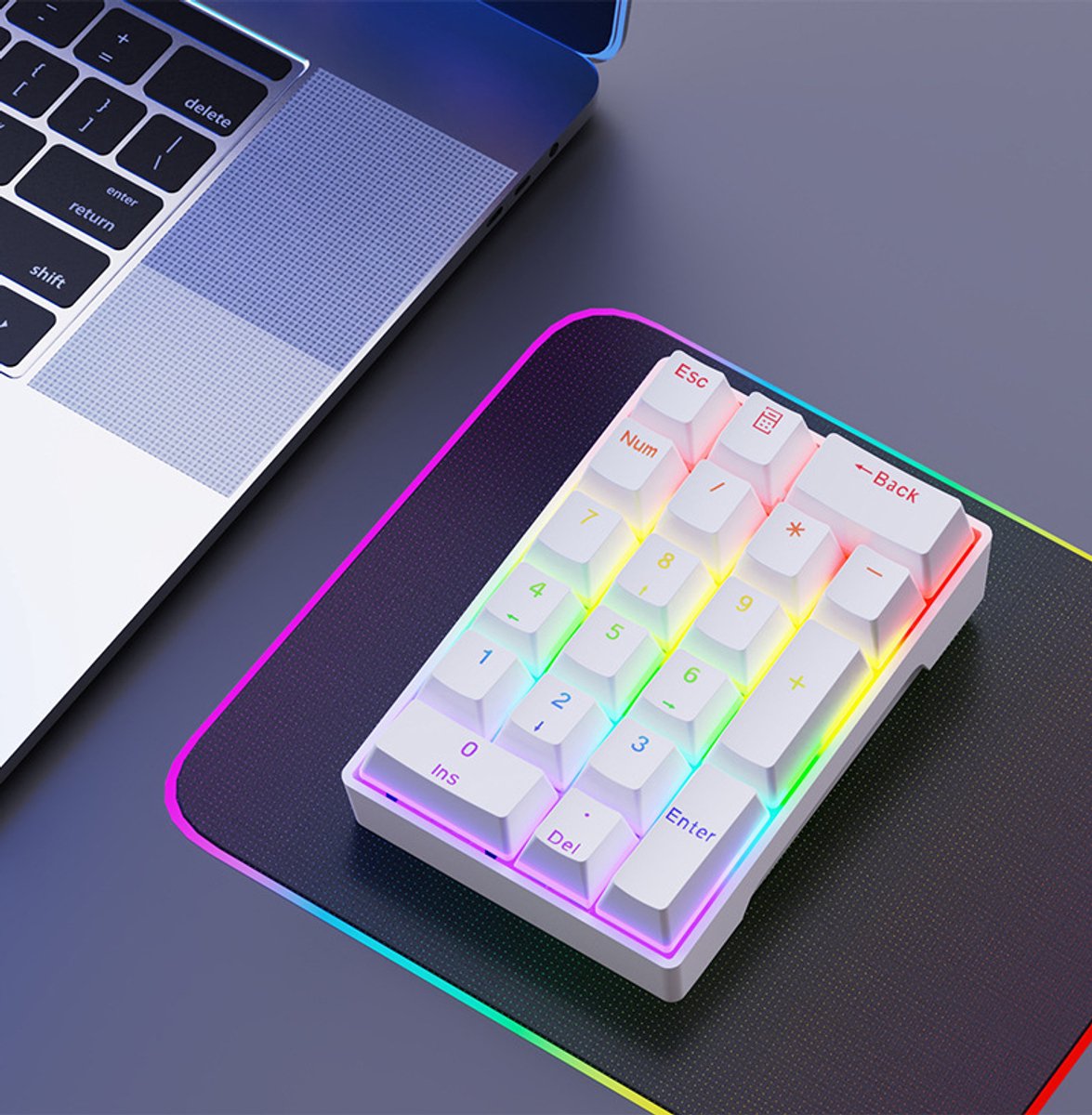 20-toetsen bedraad mechanisch numeriek toetsenbord voor laptops, draagbaar voor kantoorgebruik (wit)