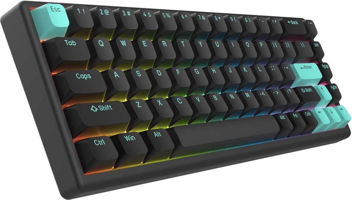 Compact Gamingtoetsenbord 65% met RGB Verlichting en Magnetische Schakelaars