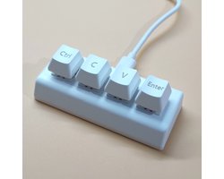 4-toetsen mini mechanisch USB-toetsenbord met rode schakelaars, Ctrl, C, V, Enter - wit