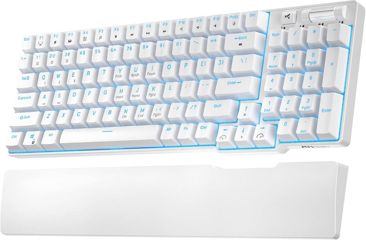 96-Key Mechanisch Toetsenbord 90% Layout Hot Swappable Blauwe Backlit met Magnetische Polssteun