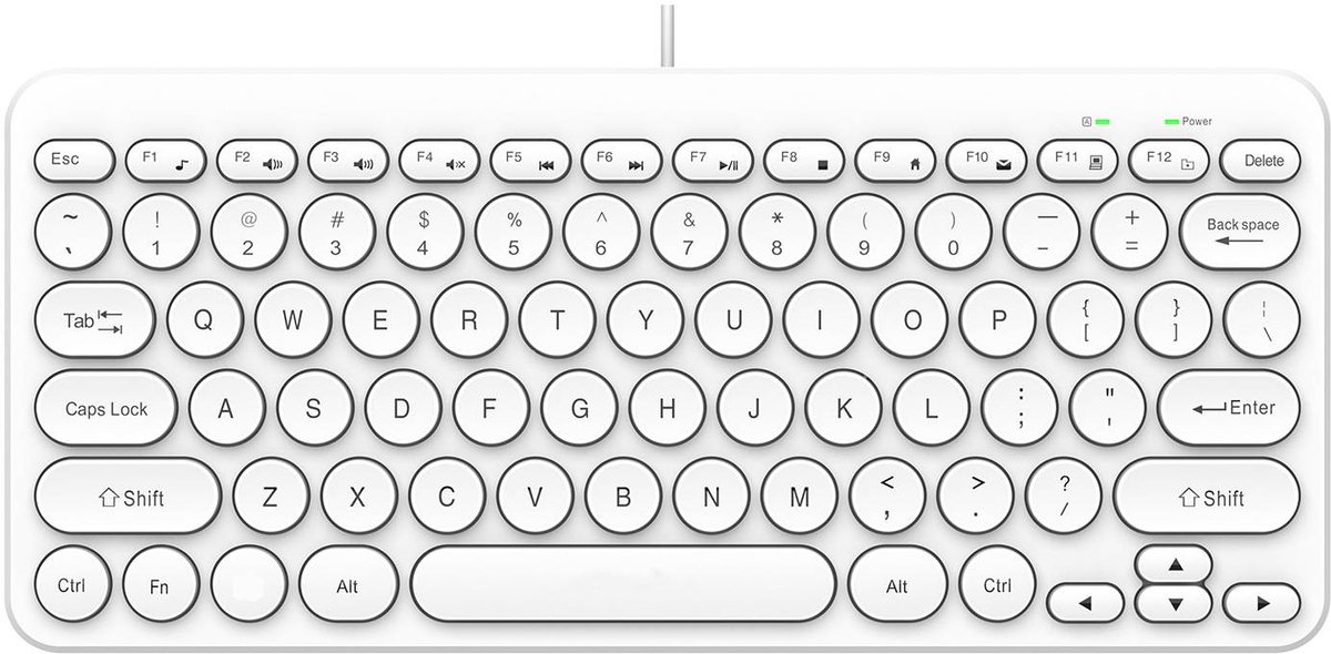 USB-desktop-/laptoptoetsenbord met bedrade, stille, ronde toetsen (wit)