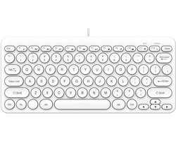 USB-desktop-/laptoptoetsenbord met bedrade, stille, ronde toetsen (wit)