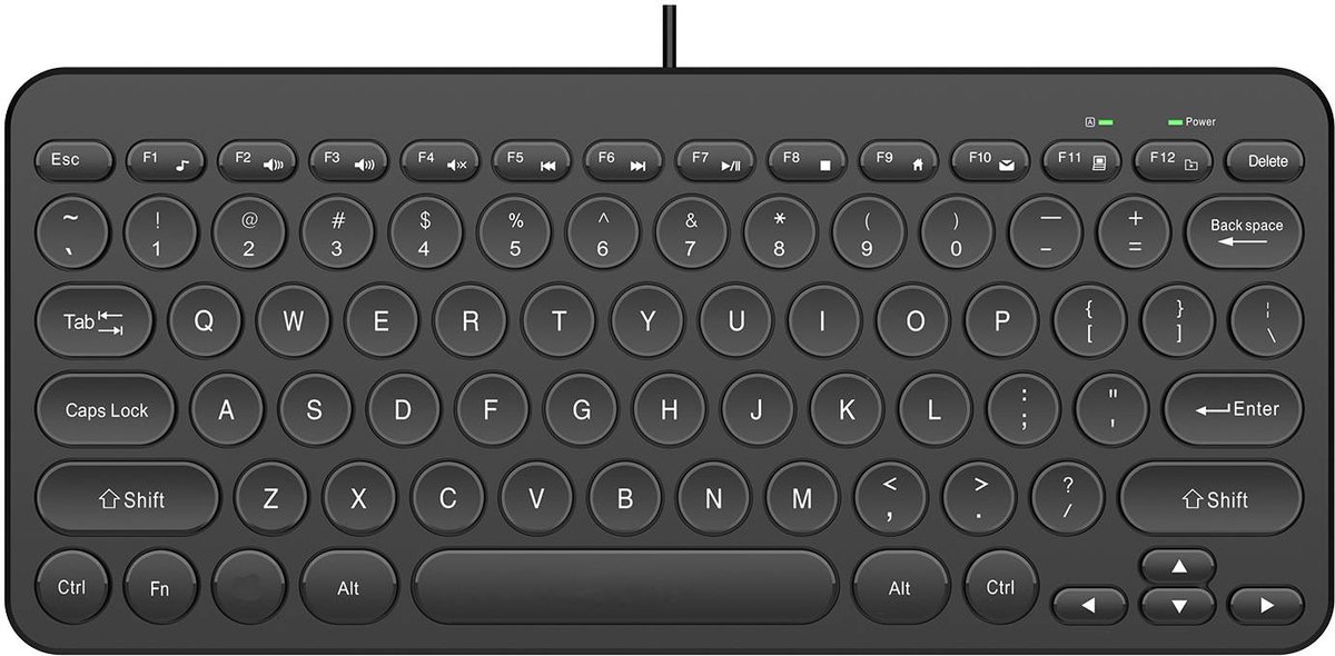 USB-desktop-/laptoptoetsenbord met bedrade, stille, ronde toetsen (zwart)