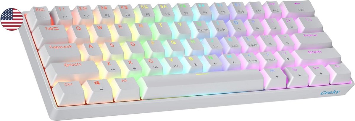 60% Mechanisch Gaming Toetsenbord met RGB Verlichting - 61 Toetsen voor PC/Mac Gamer
