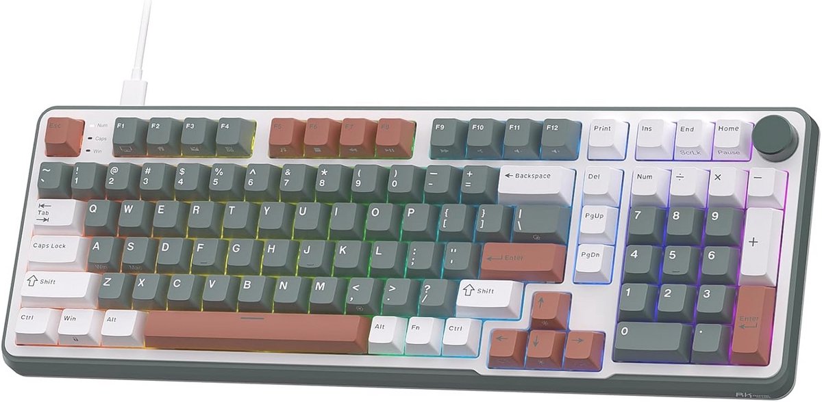 Magnetisch RGB Toetsenbord met Aangepaste Schakelaars - Bedraad - Groen en Gemengde Kleur