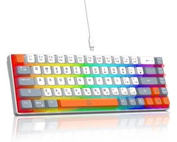 Compact 60% Gaming Toetsenbord met Bedrade Aansluiting - Wit, Grijs, Oranje Keycaps