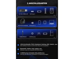 Draadloze Gamingheadset voor PS5/PS4 en PC met 3D Stereo Surround en Microfoon