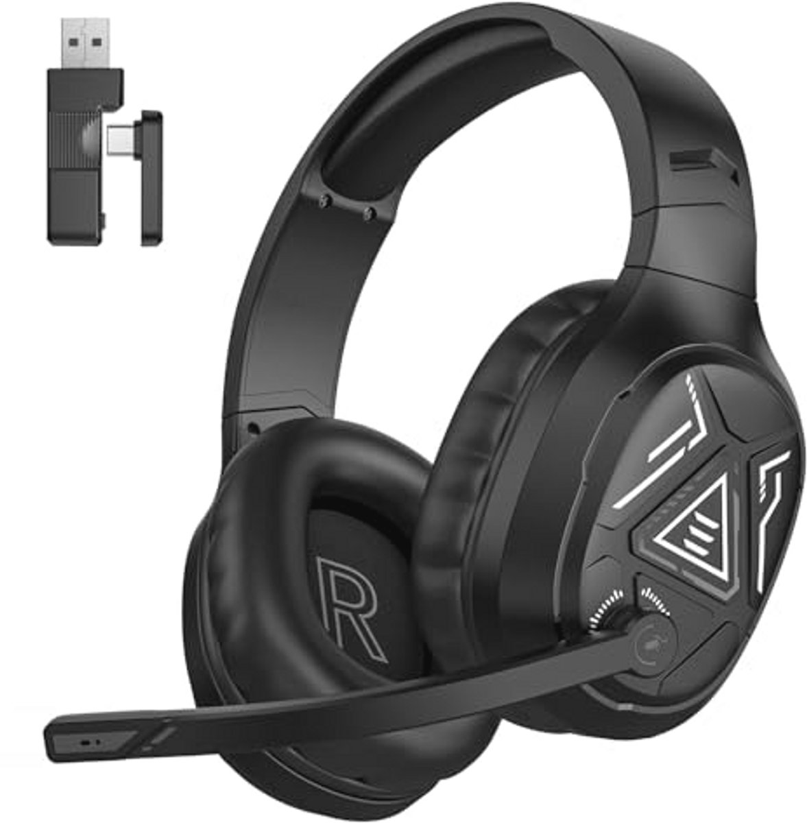 Draadloze Gaming Headset met Ruisonderdrukking en Lange Batterijduur voor PC en Consoles