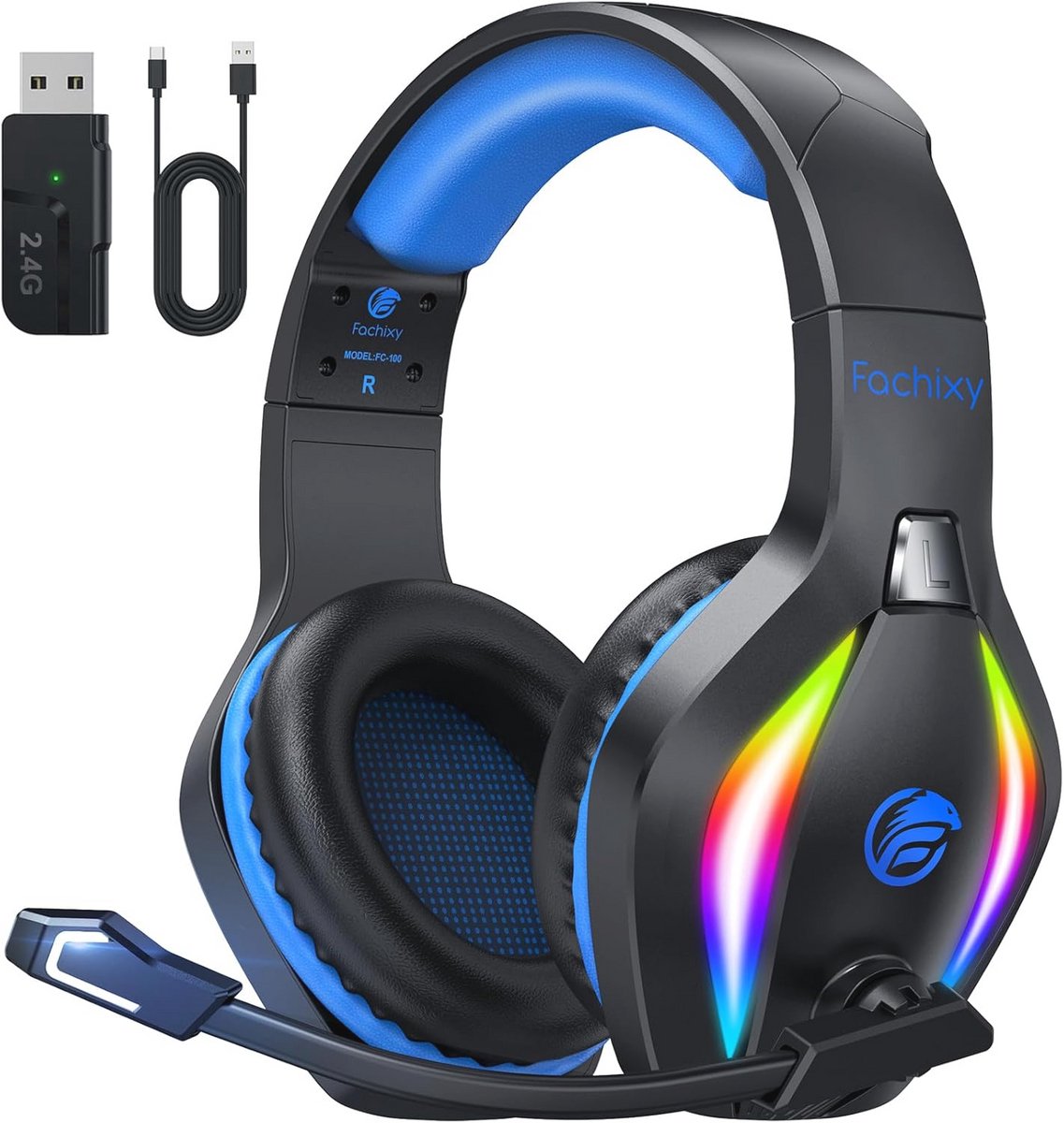 Draadloze Gaming Headset met Microfoon - 3D Surround Geluid, Bluetooth, 50+ Uur Batterijduur