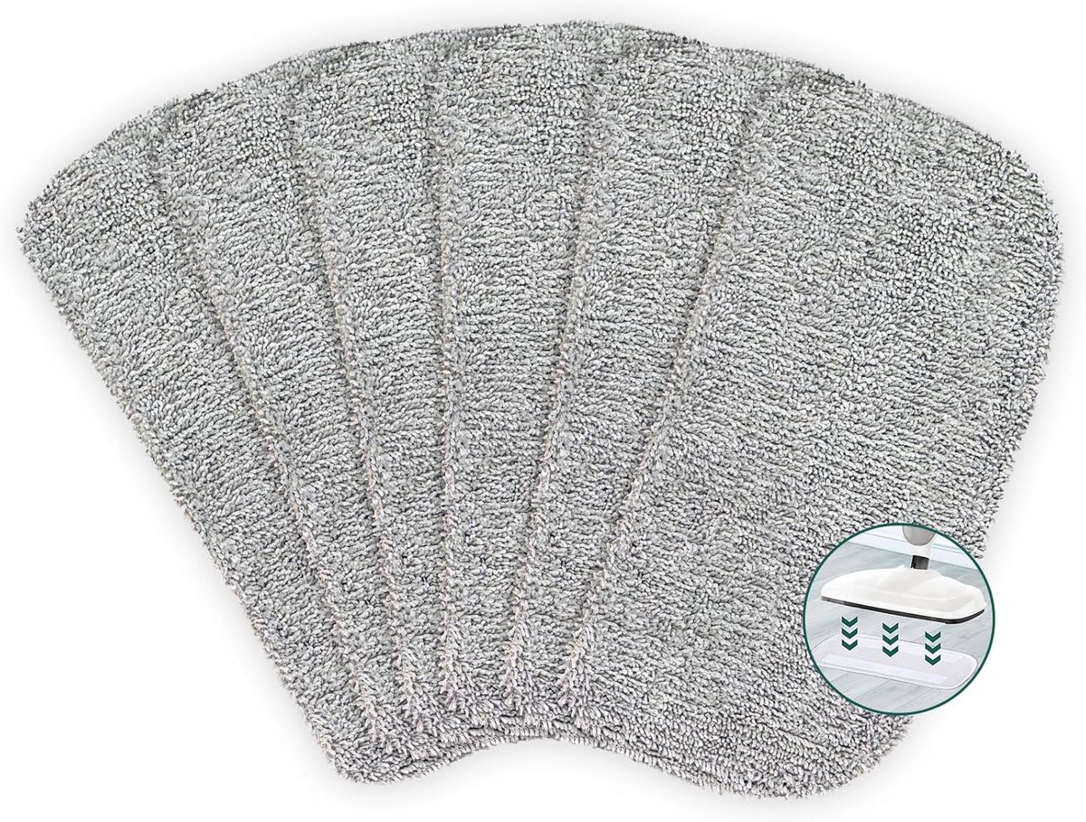 6x Wasbare Microvezel Stoomdweilpads - Geschikt voor Stoomreinigers op Harde Vloeren
