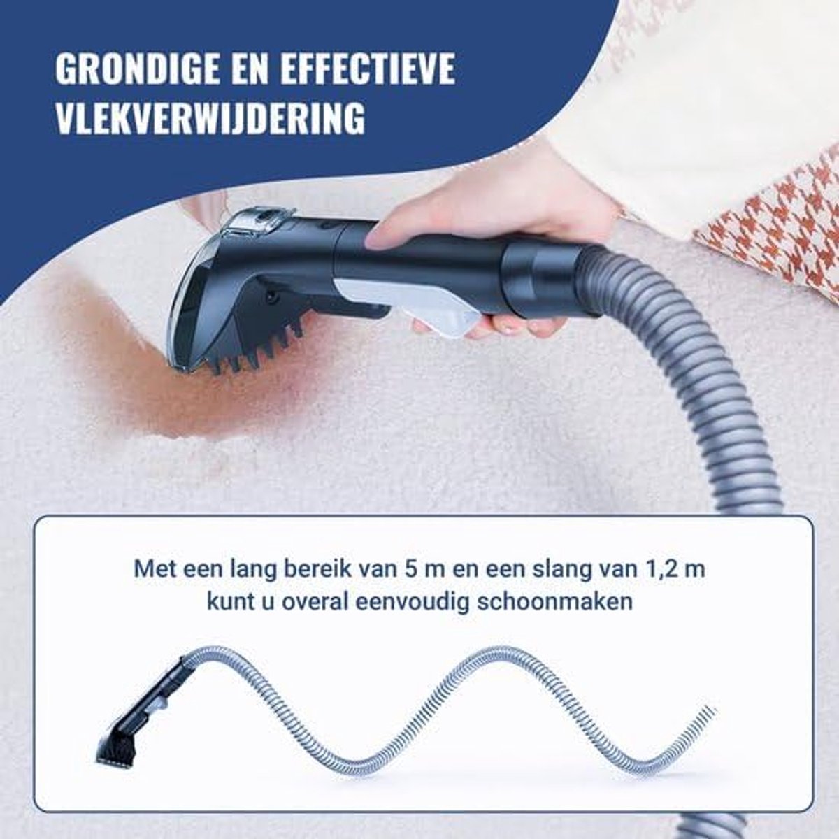 RFWR® Krachtige Bank- en Tapijtreiniger met Reinigingstabletten en 4 Opzetstukken