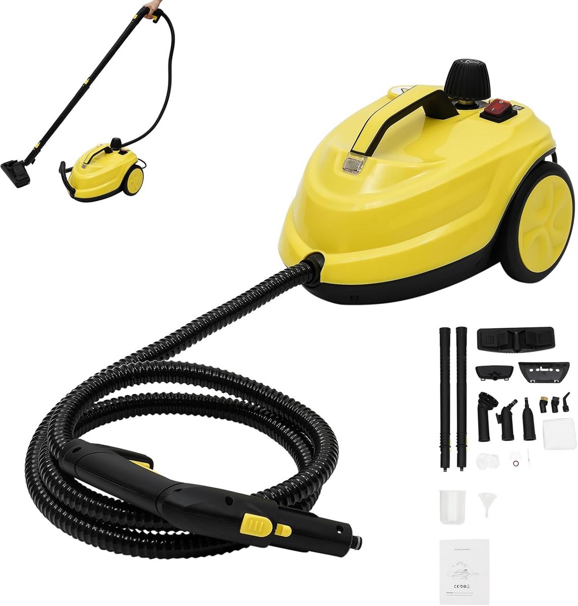 Stoomreiniger 2000W 1.7L met 360° Roterende Borstel - Keuken Badkamer Auto