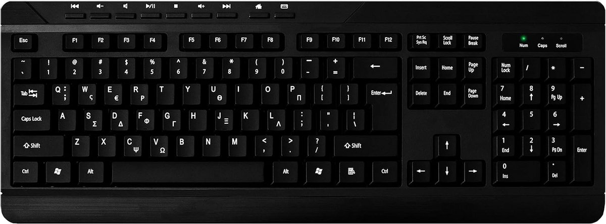 Bekabeld Multimedia Toetsenbord met 9 Sneltoetsen QWERTY USB Zwart