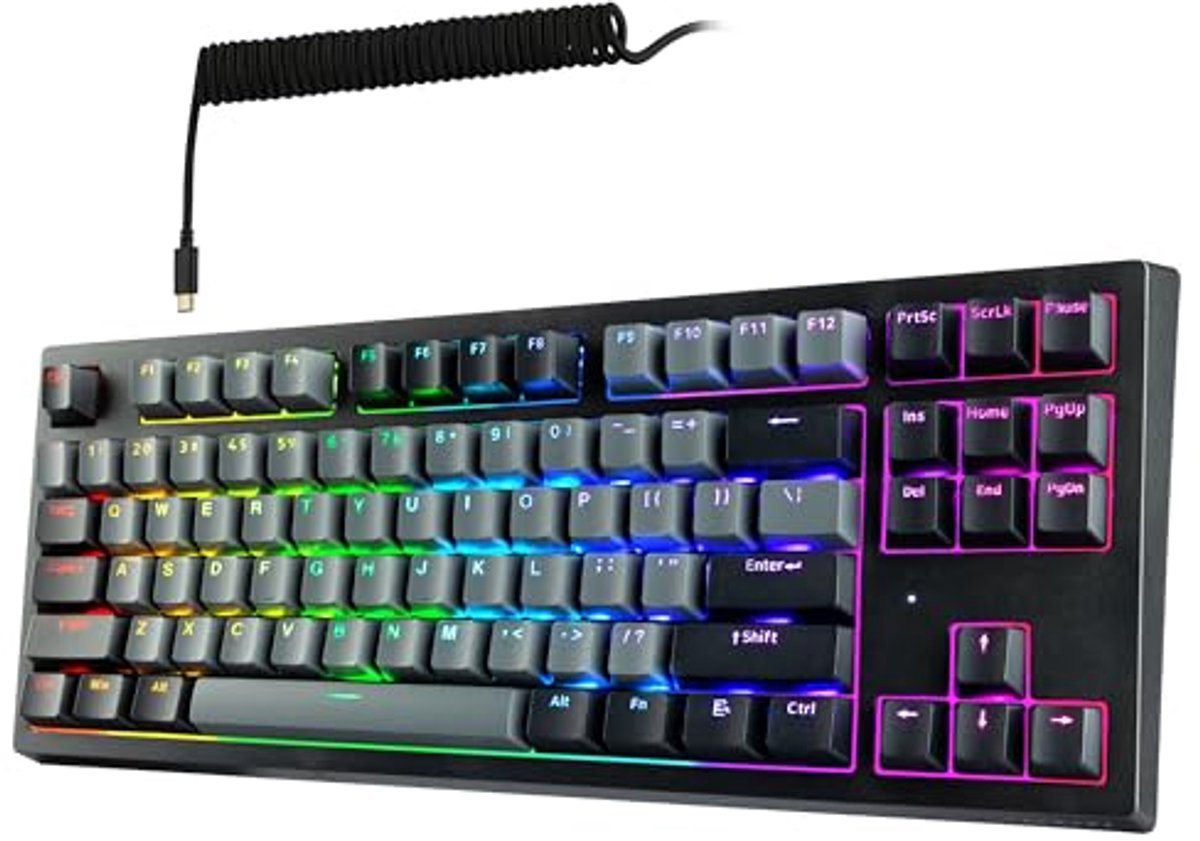 Mechanisch Toetsenbord met 87 Toetsen en RGB LED - Draadloos en BT5.0