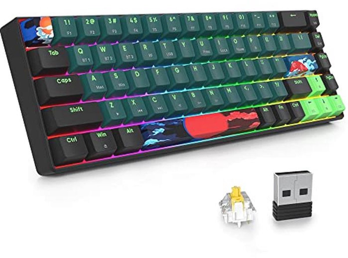 Compact Mechanisch Toetsenbord met RGB Achtergrondverlichting - Draadloos en Bedraad