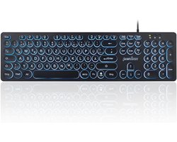 Achtergrondverlichting Toetsenbord met Ronde Toetsen en Grote Letters - QWERTZ Indeling