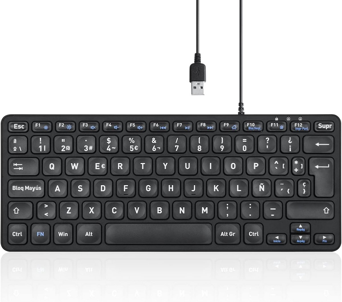 Compact Mini USB Toetsenbord Spaans QWERTY met Stille Schaar toetsen