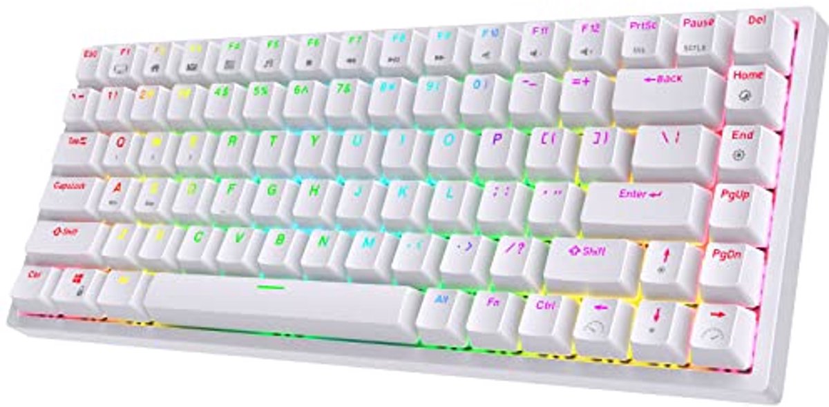 Draadloos Gamingtoetsenbord met RGB Verlichting en Mechanische Toetsen, 75%, Bluetooth en 2,4 GHz