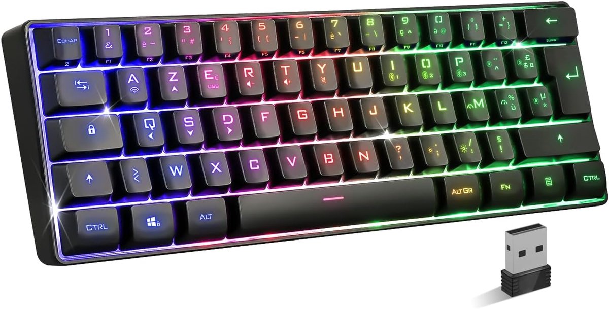 Compact Draadloos Gaming-toetsenbord met RGB Achtergrondverlichting - 60% TKL Design