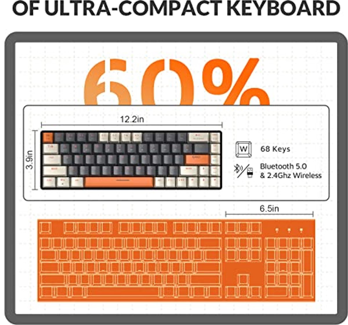 Draadloos Mechanisch 60% Gamingtoetsenbord met Bluetooth 5.0 en Hot Swappable Functie