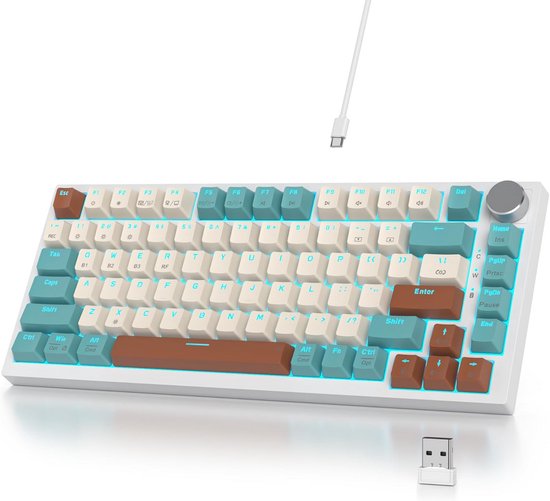 Compact 75% Mechanisch Toetsenbord QWERTY Draadloos met RGB, Gasket Mount en Hot-Swap