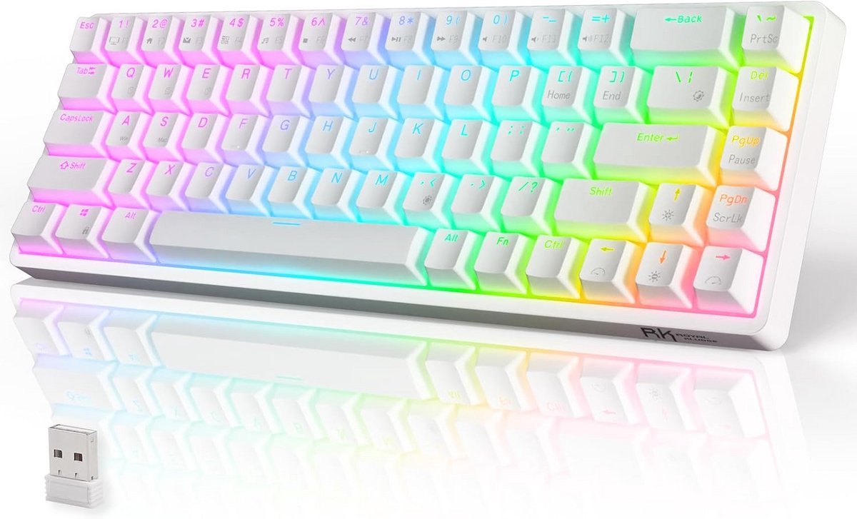 Draadloos Mechanisch Toetsenbord met Hot Swap - RGB Gaming Toetsenbord 65% - Wit