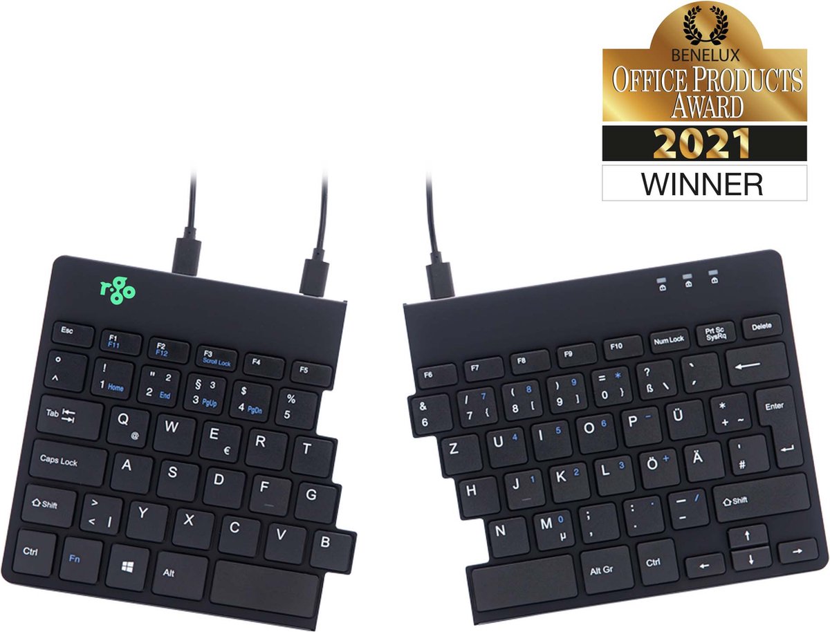 R-Go Split Break - Ergonomisch - Met Pauzesoftware - USB - QWERTZ(DE) - Zwart