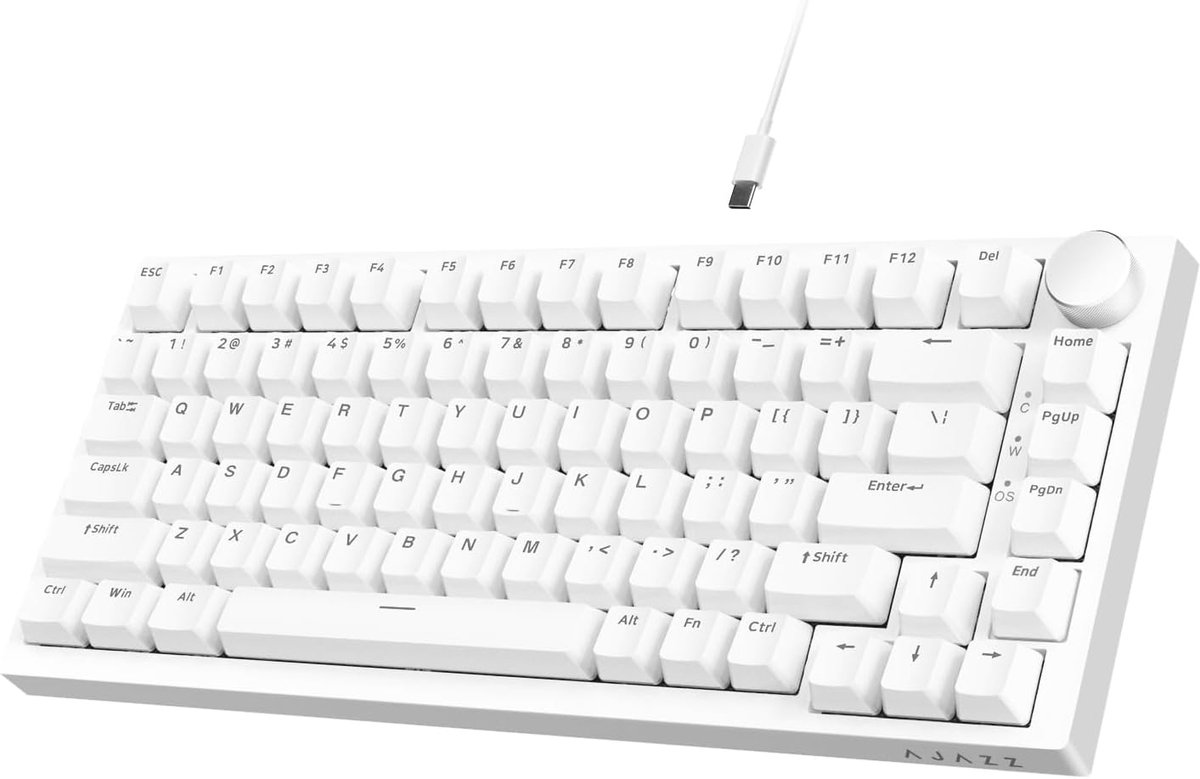 75% TKL Bedraad Mechanisch Gamingtoetsenbord met Hot-Swap en Blauwe Schakelaars