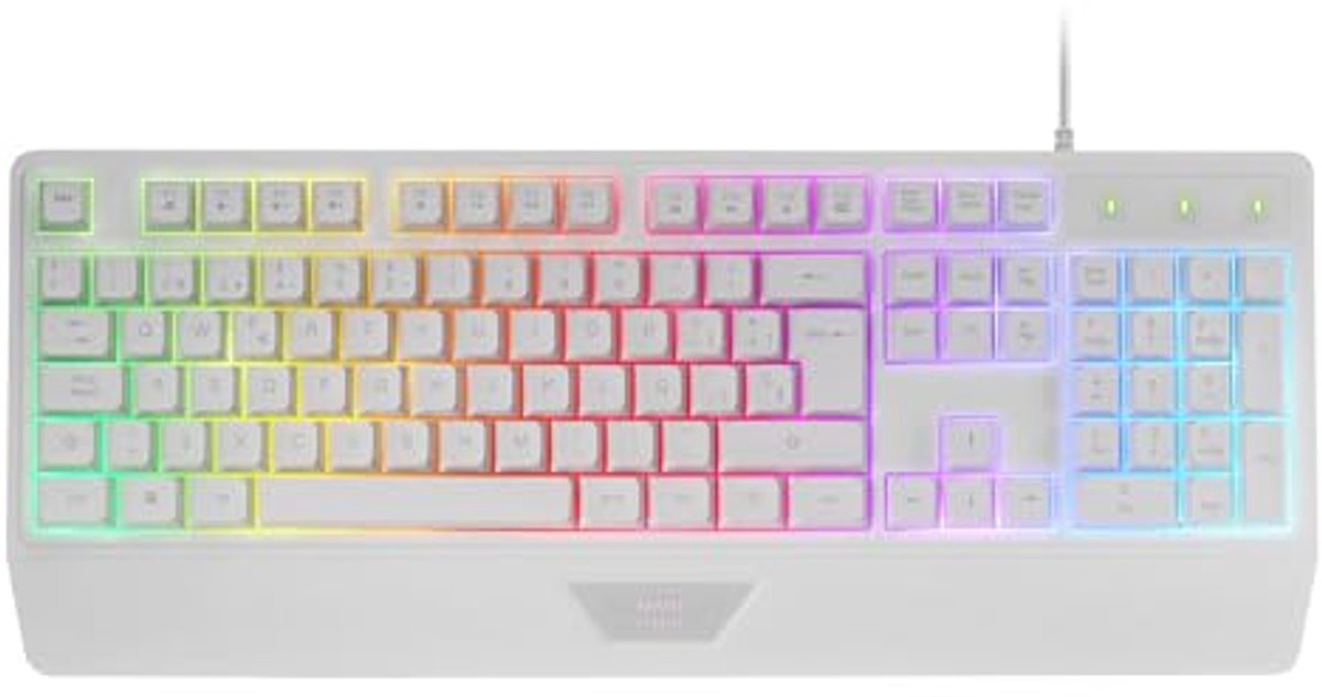 Ergonomisch H-Mech Toetsenbord met Geïntegreerde Polssteun en Regenboogverlichting