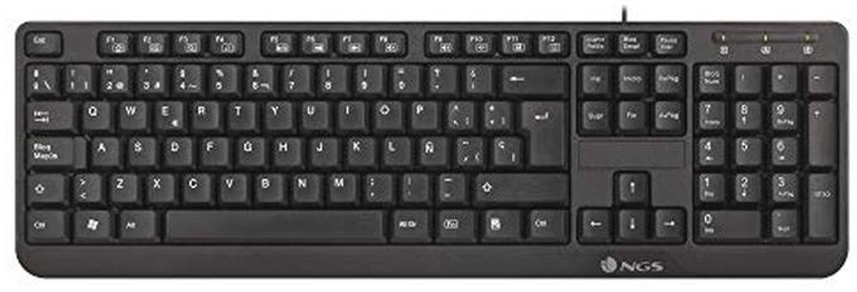 Zwart Membraantoetsenbord met 12 Multimedia Toetsen en 1,4m Kabel - QWERTY Spaans